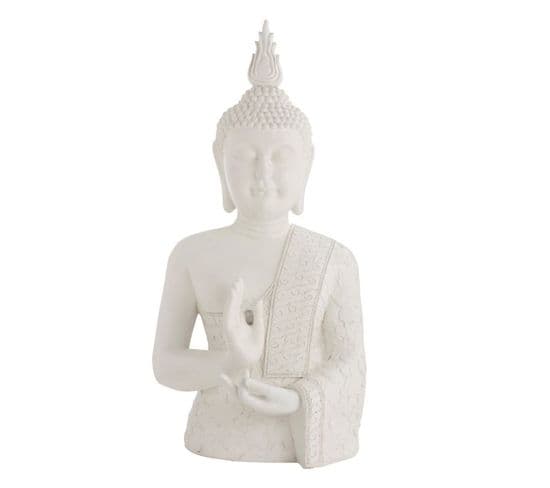 Statue Déco "bouddha Zen" 124cm Blanc