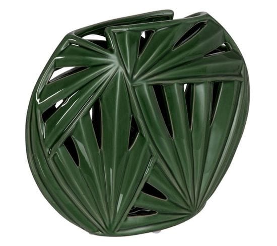 Vase Design Ovale Céramique "tropical" 32cm Vert