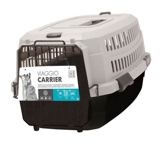 Caisse De Transport Viaggio Carrier S 58,4x38,7x33cm Noir Et Gris Pour Chien Et Chat