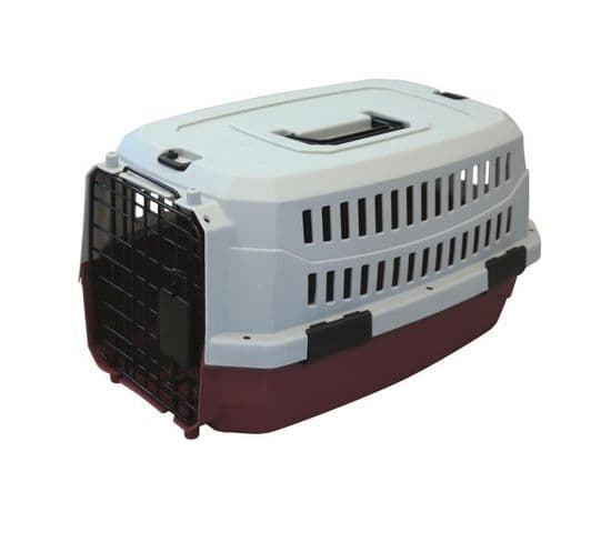 Caisse De Transport Viaggio Carrier M 68x47,6x45cm Bordeaux Et Gris Pour Chien