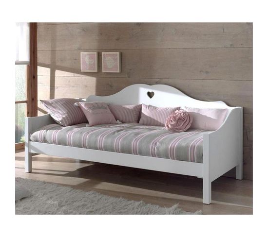 Pack - Lit Banquette Enfant et Sommier "amori" 90x200cm Blanc