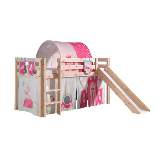 Pack - Lit Enfant, Tente, 3 Pochettes et Tunnel "pino Princesse" Naturel