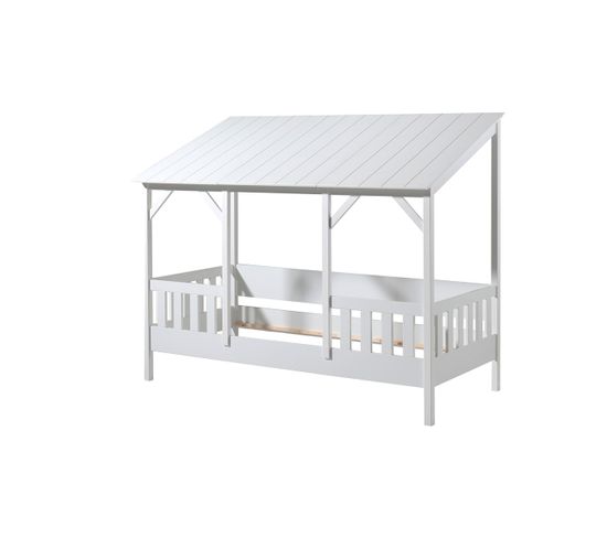 Pack - Lit Cabane Enfant Et Sommier "housebed Iii" 90x200cm Blanc