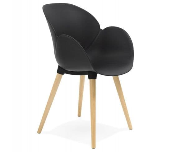 Fauteuil Design "pikat" 84cm Noir et Naturel