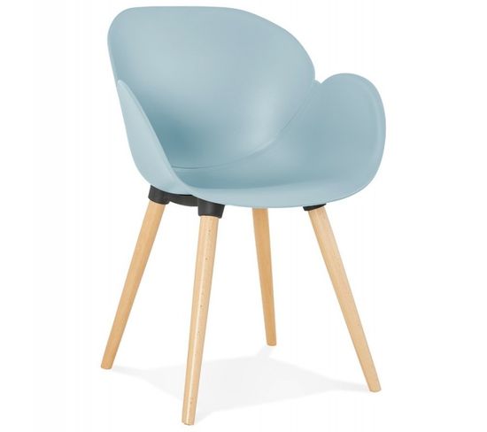 Fauteuil Design "pikat" 84cm Bleu et Naturel