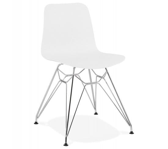 Chaise Design "spider" 83cm Blanc et Argent