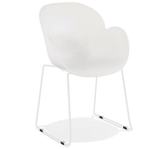 Chaise Design Avec Accoudoirs "riod" 89cm Blanc