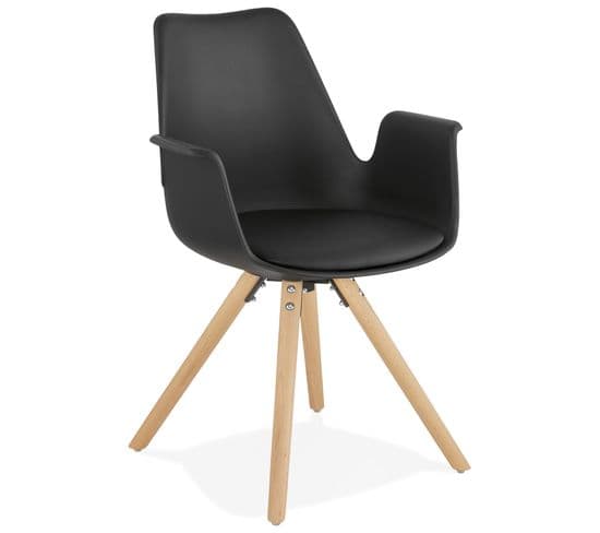 Skanor - Chaise Scandinave Noir Avec Pieds En Bois