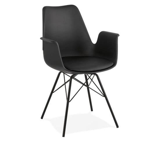 Chaise Design Avec Accoudoirs "soa" 82cm Noir