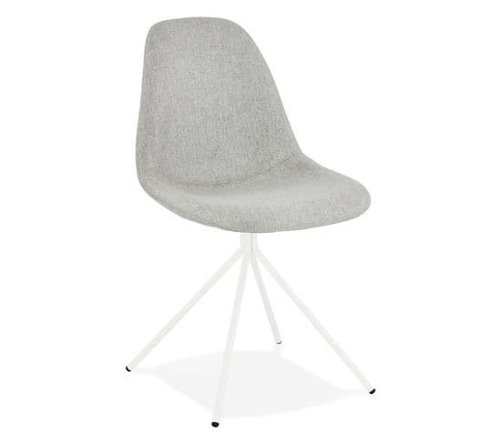 Chaise Design En Tissu "monica" 84cm Gris et Blanc