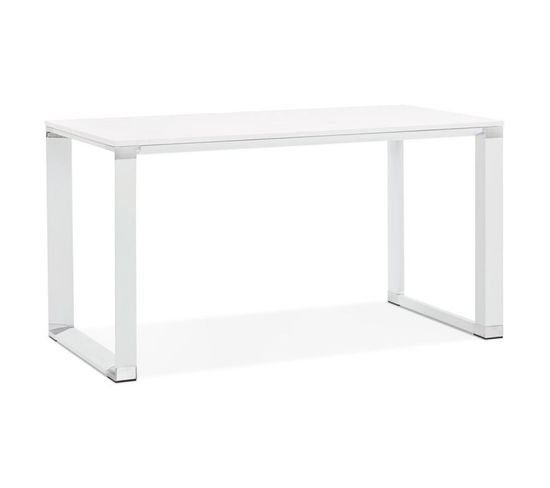 Bureau Design En Bois et Métal "lumio" 140cm Blanc