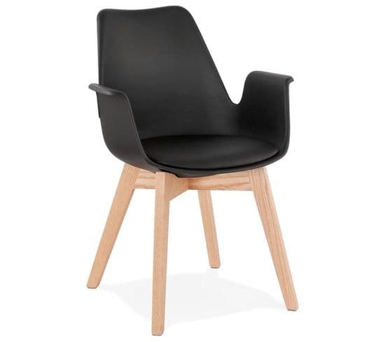 Chaise Design Avec Accoudoirs "baum" 82cm Noir et Naturel