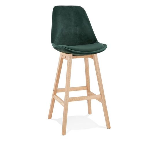 Tabouret De Bar Velours "nesa" 113cm Vert et Naturel