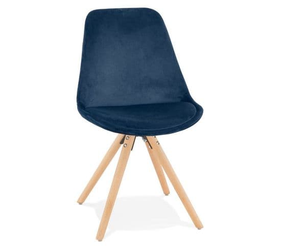 Chaise Vintage En Velours "marty" 84cm Bleu