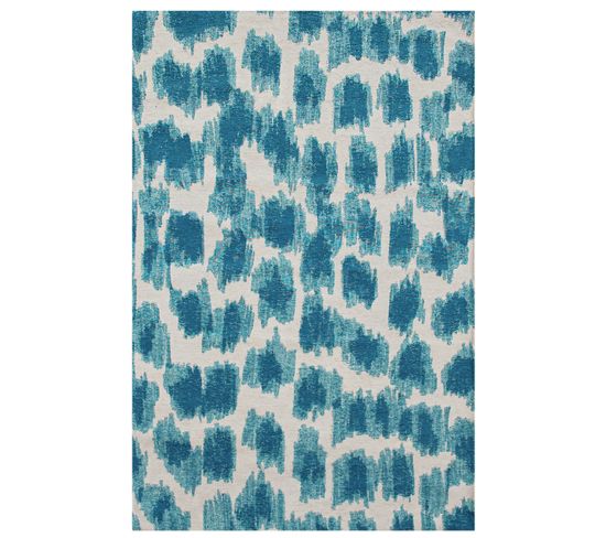 Tapis De Salon Moderne Tissé Plat Taki En Polyester - Bleu Turquoise - 240x340 Cm