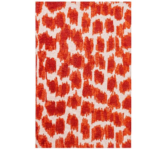 Tapis De Salon Moderne Tissé Plat Taki En Polyester - Orange - 170x240 Cm