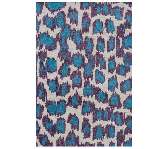 Tapis De Salon Moderne Tissé Plat Taki En Polyester - Bleu Canard - 80x150 Cm