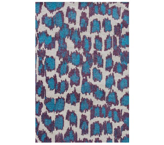 Tapis De Salon Moderne Tissé Plat Taki En Polyester - Bleu Canard - 200x280 Cm