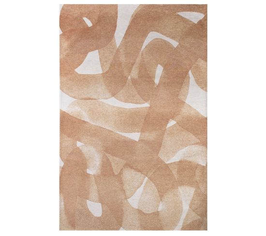 Tapis De Salon Moderne Tissé Plat Tirana En Polyester - Beige - 140x200 Cm