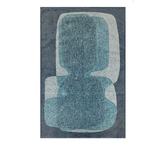 Tapis De Salon Moderne Tissé Plat Touc Touc En Polyester - Bleu - 80x150 Cm
