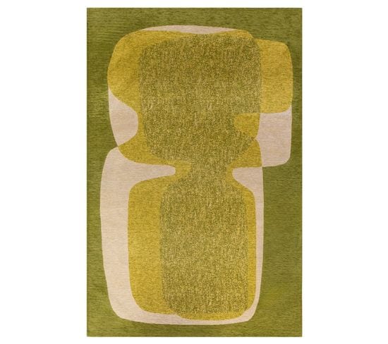 Tapis De Salon Moderne Tissé Plat Touc Touc En Polyester - Vert - 170x240 Cm