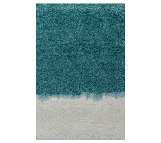 Tapis De Salon Moderne Tissé Plat Burst En Polyester - Bleu - 80x150 Cm