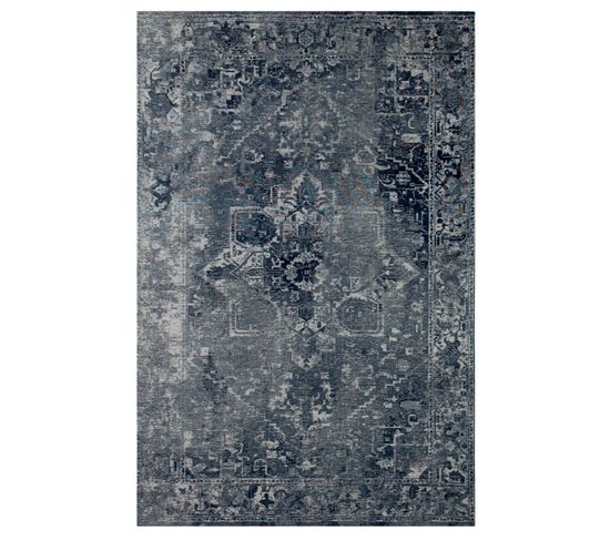 Tapis De Salon Moderne Tissé Plat Crown En Polyester - Bleu - 80x150 Cm
