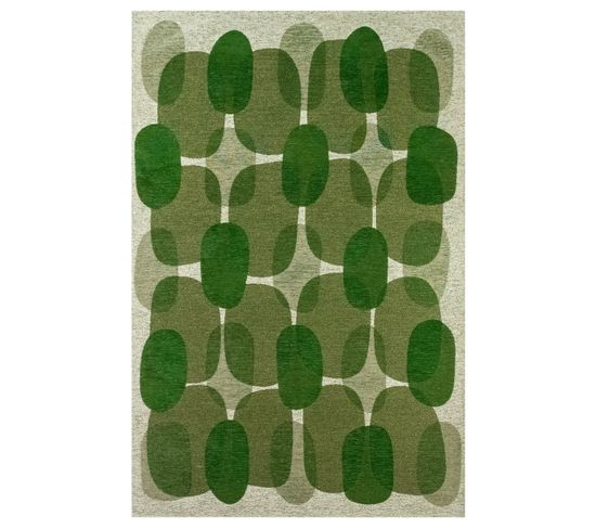 Tapis De Salon Moderne Tissé Plat Black Spice En Polyester - Vert - 170x240 Cm