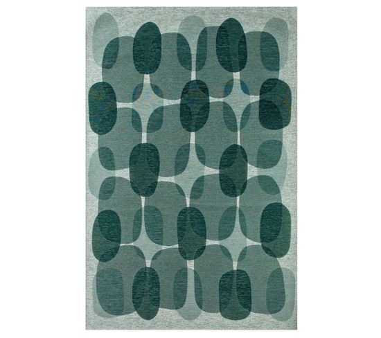 Tapis De Salon Moderne Tissé Plat Black Spice En Polyester - Bleu Turquoise - 170x240 Cm