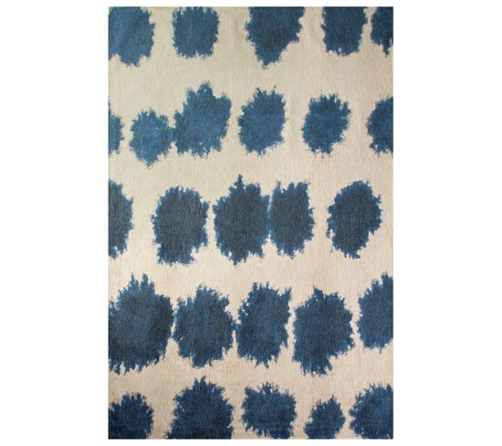Tapis De Salon Moderne Tissé Plat Bullet En Polyester - Bleu - 170x240 Cm
