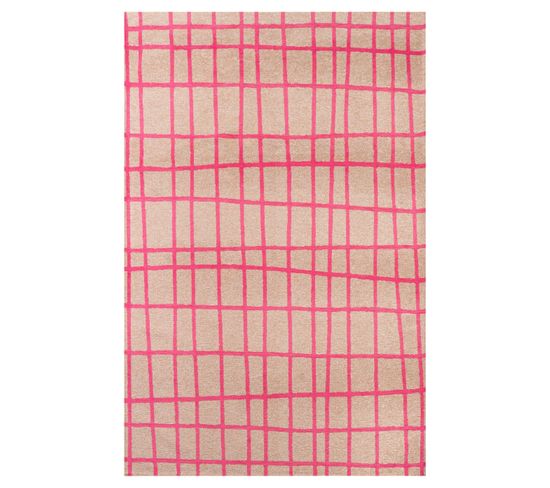 Tapis De Salon Moderne Tissé Plat Vero En Polyester - Rose - 240x340 Cm