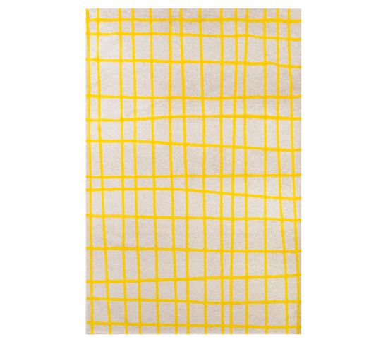 Tapis De Salon Moderne Tissé Plat Vero En Polyester - Jaune - 140x200 Cm