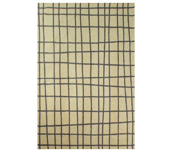 Tapis De Salon Moderne Tissé Plat Vero En Polyester - Noir - 140x200 Cm