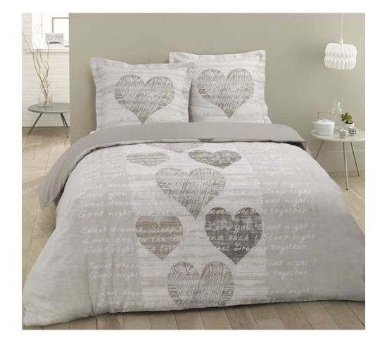 Vision Parure De Couette 100% Coton Alice - 1 Housse De Couette 240x260 Cm + 2 Taies D'oreillers 65