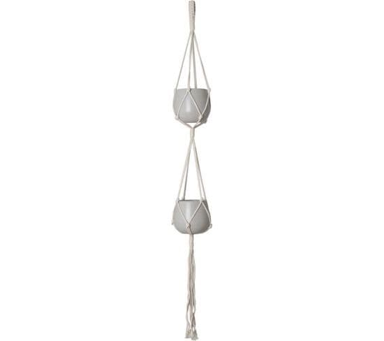 Macramé Double Noeud Basique Blanc 120 Cm