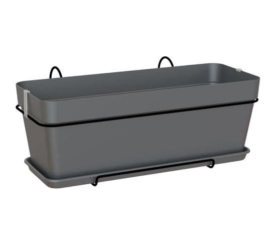 Kit Jardiniere Capri 50 Cm V2 Anthracite 50, 2x28, 5xh20, 7 Cm  1, 54l