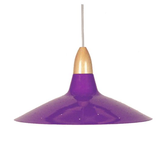 Suspension Cone Dôme Bois Métal Violet 80 Cm..