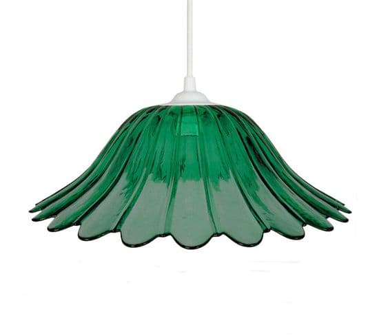 Suspension Dôme Petites Pointes Verre Vert 80 Cm..