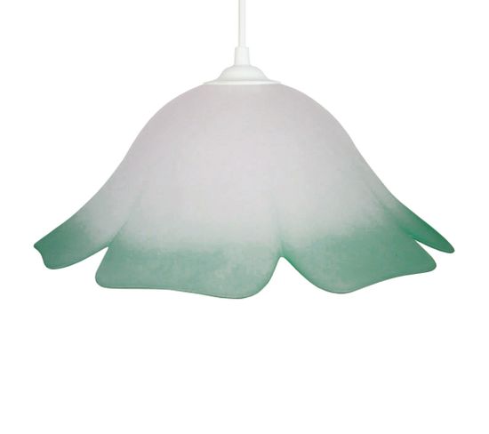 Suspension Dôme Verre  Blanc Vert 80 Cm..