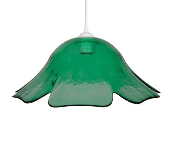 Suspension Dôme Verre Transparent Vert 80 Cm..