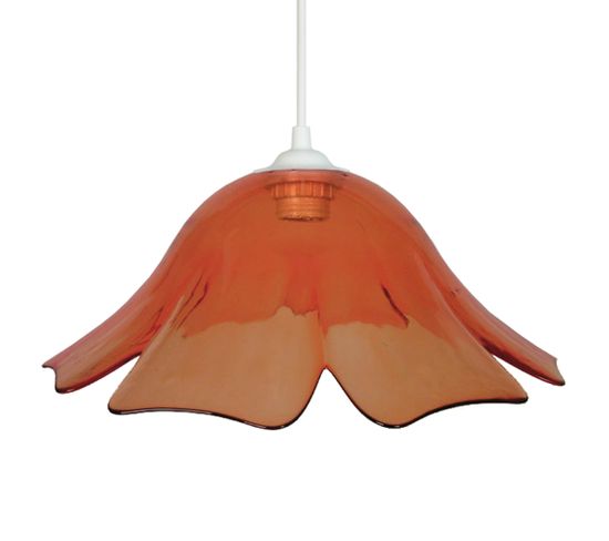 Suspension Dôme Verre Transparent Orange 80 Cm..