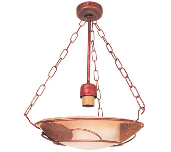 Suspension Métal Rouge Or Verre Scavo 70 Cm..