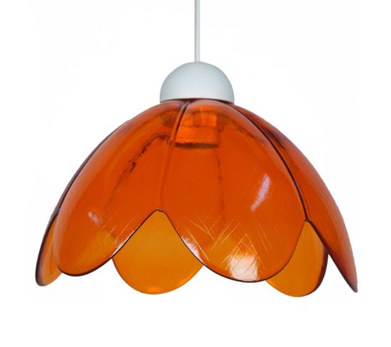 Suspension Dôme Verre  Orange 78 Cm..