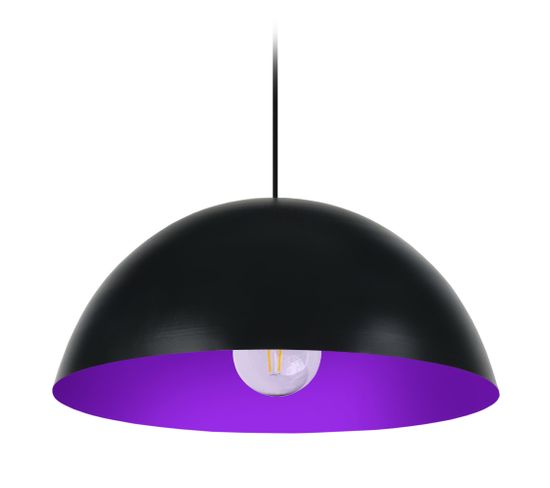 Suspension Demi-boule Métal  Noir,violet 78 Cm.