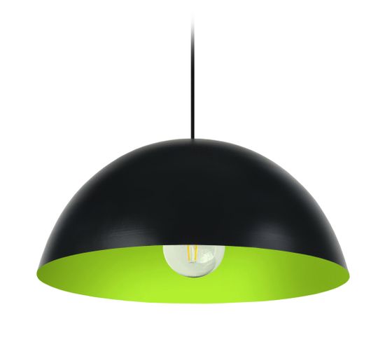 Suspension Demi-boule Métal  Noir,vert 78 Cm.