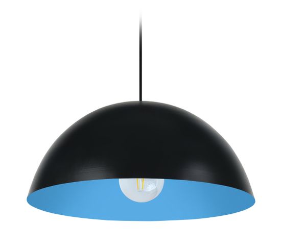 Suspension Demi-boule Métal  Noir,bleu 78 Cm.