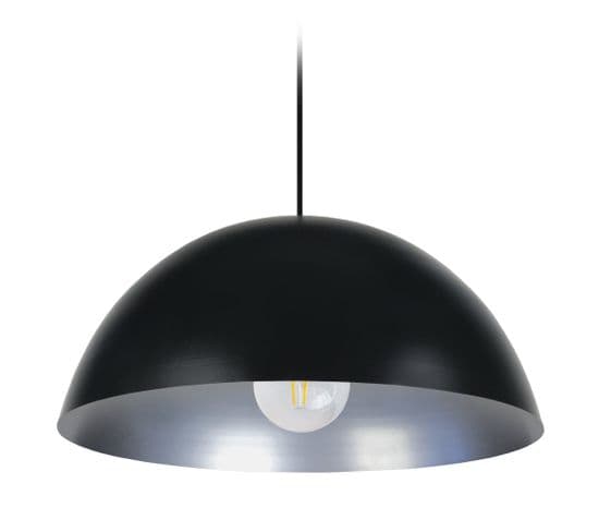 Suspension Demi-boule Métal  Noir,gris 78 Cm.