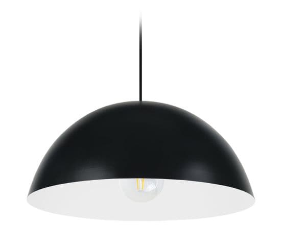 Suspension Demi-boule Métal  Noir,blanc 78 Cm.