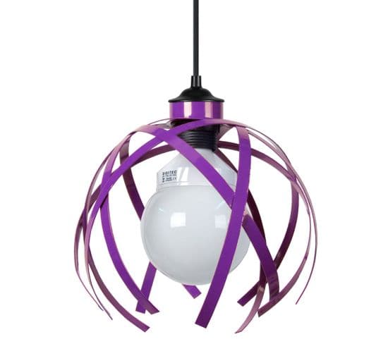 Suspension Géométrique, Métal  Violet 80 Cm.