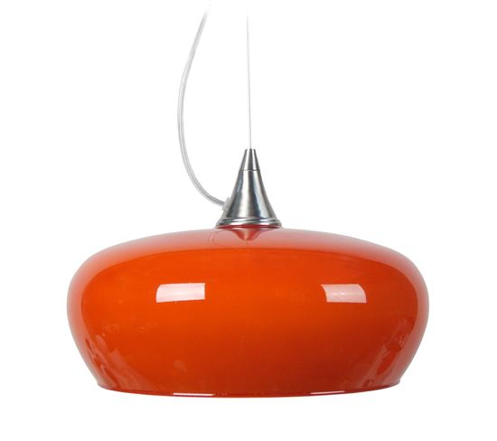 Suspension Cone  Aluminium Bol Verre Orange  80 Cm.